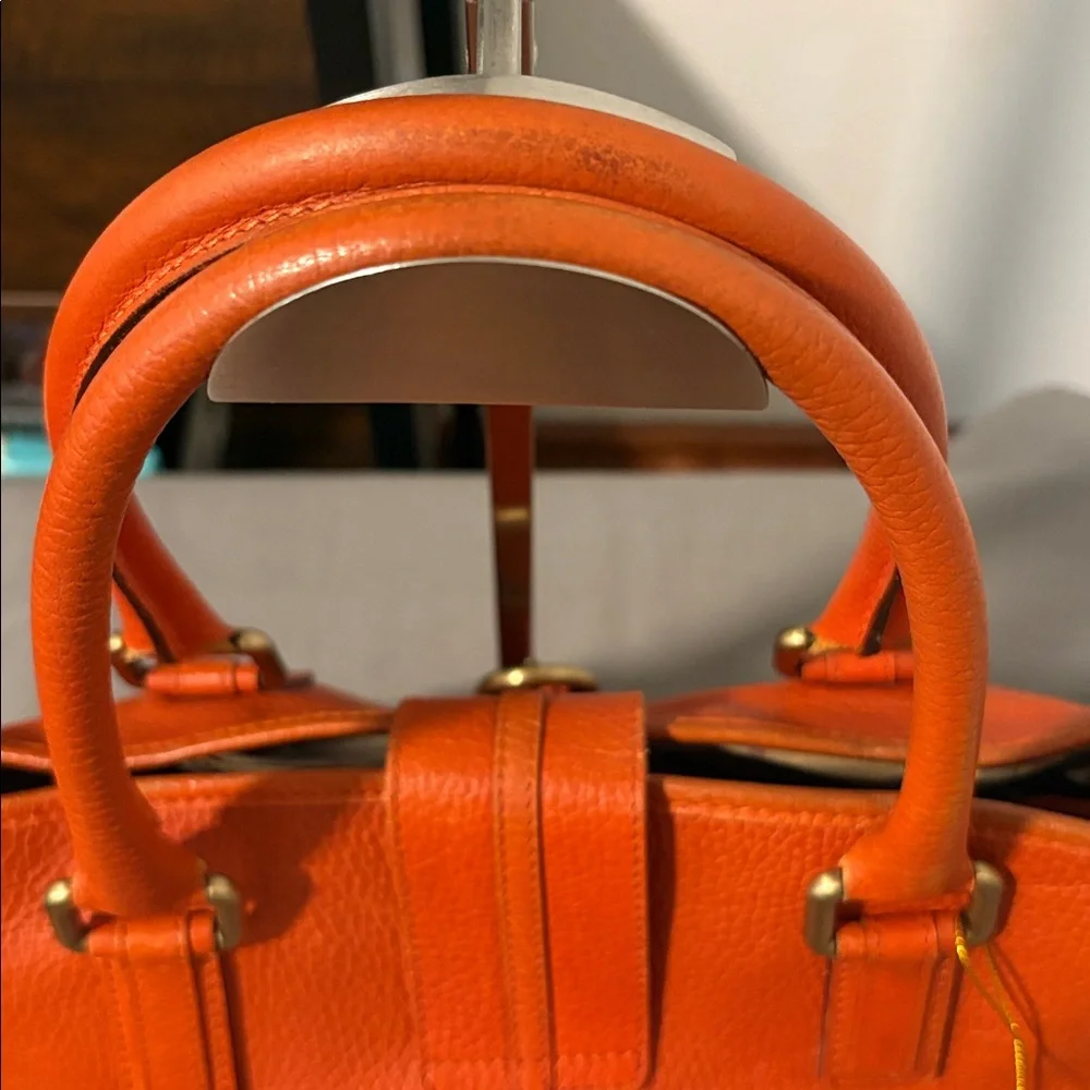 Burberry Orange Vintage Pebbled Leather Satchel Bag - Picture 7 of 16